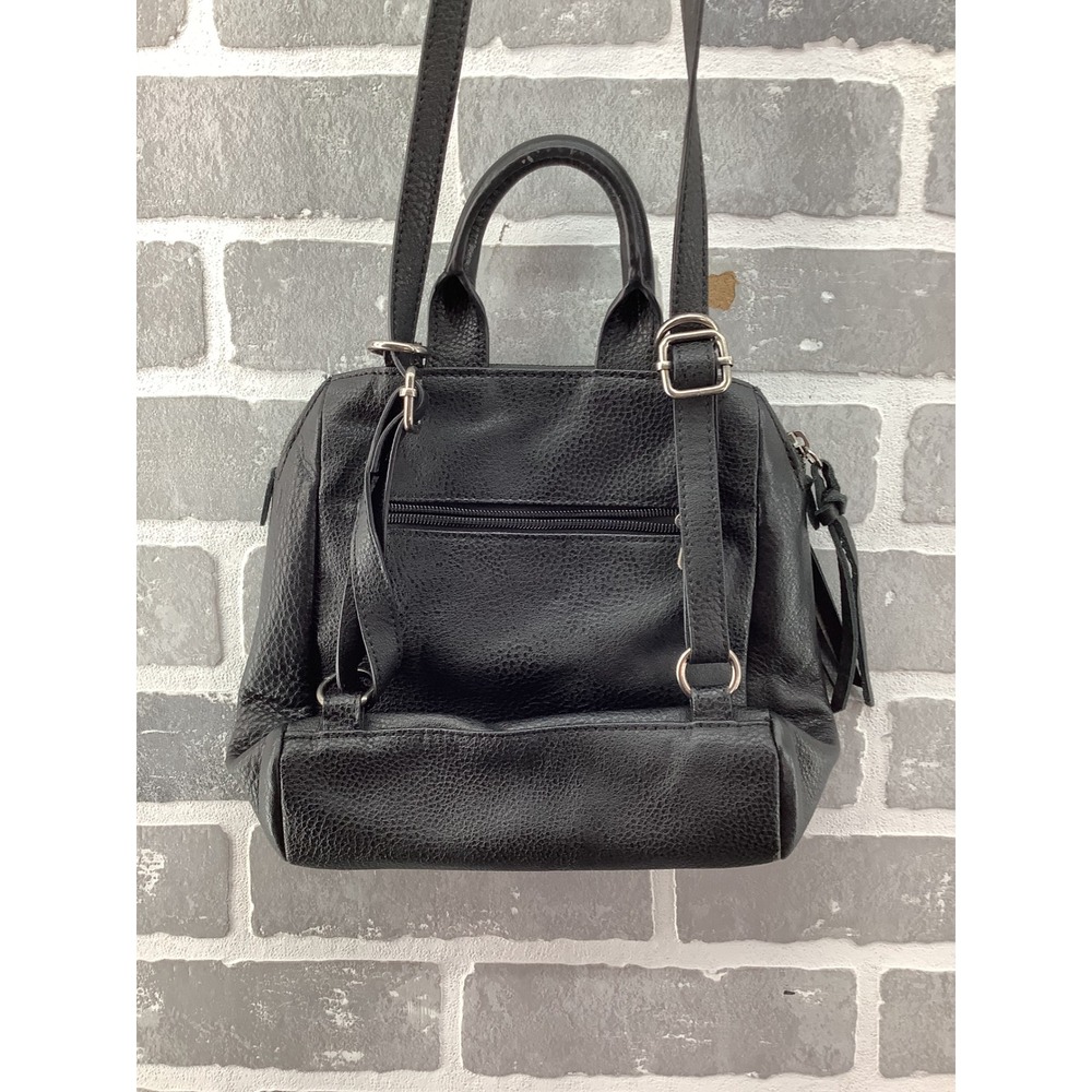 The Sak Black Pebbled Leather Convertible Backpack Crossbody Bag Studded Trim - Picture 2 of 8